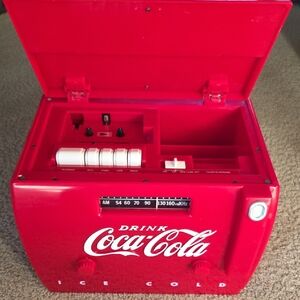 Retro Coca-Cola Red Cooler Radio With AM/FM cassette Player